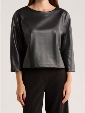 Max Studio London Faux Leather Top